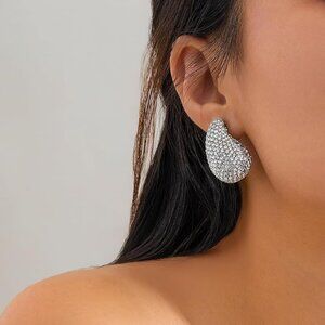 Chic Embellished Crystal Tear Drop Earrings White Gold